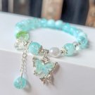 Simple Colorful Beads Crystal Bracelet for Women Girls Korean Ins Butterfly Model Blue Simple Colorful Beads Crystal Bracelet for Women Girls Korean Ins Butterfly Model Blue