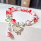Simple Colorful Beads Crystal Bracelet for Women Girls Korean Ins Butterfly Model Red