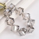 10pcs Diagonal Hole 9mm Cube Square Faceted Crystal Glass Loose Crafts Beads Model Grey