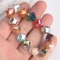 10pcs Diagonal Hole 9mm Cube Square Faceted Crystal Glass Loose Crafts Beads Model Grey