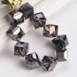 10pcs Diagonal Hole 9mm Cube Square Faceted Crystal Glass Loose Crafts Beads Model Grey
