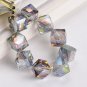 10pcs Diagonal Hole 9mm Cube Square Faceted Crystal Glass Loose Crafts Beads Model Green