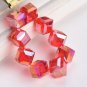 10pcs Diagonal Hole 9mm Cube Square Faceted Crystal Glass Loose Crafts Beads Model Peacock Green