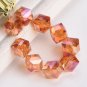10pcs Diagonal Hole 9mm Cube Square Faceted Crystal Glass Loose Crafts Beads Model Yellowish Green