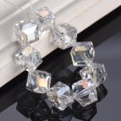10pcs Diagonal Hole 9mm Cube Square Faceted Crystal Glass Loose Crafts Beads Model Clear AB