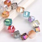 10pcs Diagonal Hole 9mm Cube Square Faceted Crystal Glass Loose Crafts Beads Model Random Mixed