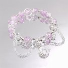 Hot Selling Silver Color Star Moon Tassel Pendant 8mm Burst Flower Crystal Model Purple