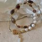 Fashion Double Layered Crystal Pearl Splicing Beaded Bracelets for Women Ethnic Model Grey