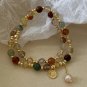 Fashion Double Layered Crystal Pearl Splicing Beaded Bracelets for Women Ethnic Model Grey