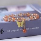Fashion Crystal Butterfly Pendant Bracelet Colorful Imitation Ceramic Beaded Model Brown