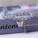 Fashion Crystal Butterfly Pendant Bracelet Colorful Imitation Ceramic Beaded Model Vermeil Fashion Crystal Butterfly Pendant Bracelet Colorful Imitation Ceramic Beaded Model Vermeil