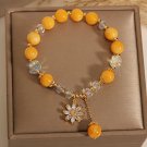 Junzi Little Daisy Pendant Bracelet Natural Stone Yellow Crystal For Women Model Yellow