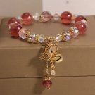 8mm Natural Strawberry Crystal Bracelet Fashion Women's Light Luxury Butterfly Model Pink