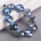 10pcs 12mm Flower Clover Shape Faceted Crystal Glass Loose Spacer Beads For Model Grayish Ink Blue