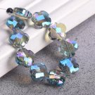 10pcs 12mm Flower Clover Shape Faceted Crystal Glass Loose Spacer Beads For Model Green Colorized