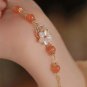 Fashion Red Flower Beaded Bracelet for Women Vintage Elegant Crystal Shell Model 01