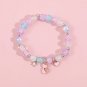 Cute Pink Unicorn Beaded Bracelet for Girls Friend Sweet Colorful Glass Hand Model UnicornA