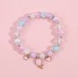Cute Pink Unicorn Beaded Bracelet for Girls Friend Sweet Colorful Glass Hand Model UnicornA
