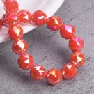 6mm 8mm 10mm Round Shape Coloful Plated Faceted Crystal Glass Loose Beads Model Opaque Deep Orange