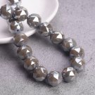 6mm 8mm 10mm Round Shape Coloful Plated Faceted Crystal Glass Loose Beads Model Opaque Deep Gray