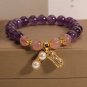 8mm Fashion Purple Crystal Bracelets Women's Sweet Romantic Vintage Lily Model Purple