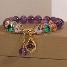 8mm Fashion Purple Crystal Bracelets Women's Sweet Romantic Vintage Lily Model PurpleWater droplet