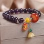 8mm Fashion Purple Crystal Bracelets Women's Sweet Romantic Vintage Lily Model Purplelotus seedpod