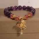 8mm Fashion Purple Crystal Bracelets Women's Sweet Romantic Vintage Lily Model Purplebutterfly