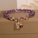 8mm Fashion Purple Crystal Bracelets Women's Sweet Romantic Vintage Lily Model Purplecat