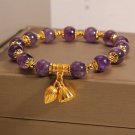 8mm Fashion Purple Crystal Bracelets Women's Sweet Romantic Vintage Lily Model Purplelotus