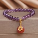 8mm Fashion Purple Crystal Bracelets Women's Sweet Romantic Vintage Lily Model PurplePing buckle