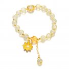 Cute Popcorn Crystal Beaded Women Bracelet Daisy Flower Pendant Fashion Model Yellow