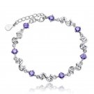 NEW fine 925 Sterling Silver Purple crystal Lucky Clover Bracelets for women Model H010B NEW fine 925 Sterling Silver Purple crystal Lucky Clover Bracelets for women Model H010B