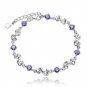 NEW fine 925 Sterling Silver Purple crystal Lucky Clover Bracelets for women Model H010B