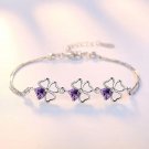 NEW fine 925 Sterling Silver Purple crystal Lucky Clover Bracelets for women Model H011 NEW fine 925 Sterling Silver Purple crystal Lucky Clover Bracelets for women Model H011