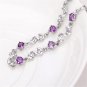 NEW fine 925 Sterling Silver Purple crystal Lucky Clover Bracelets for women Model H011