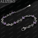 ALIZERO 925 Sterling Silver Bracelet White / Purple Zircon Crystal Bracelets Model Purple