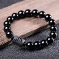Black Obsidian Bracelet Buddhist Prayer Blessing Blackstone Healing Stone Ball Model 8mm