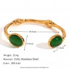 MamacitaSlay Elegant Oval Natural Stone Green Agate Pink Crystal White Jade Model Green
