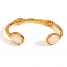 MamacitaSlay Elegant Oval Natural Stone Green Agate Pink Crystal White Jade Model White