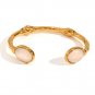 MamacitaSlay Elegant Oval Natural Stone Green Agate Pink Crystal White Jade Model White