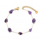 FlyMango Colorful Natural Stone Beads Chain Bracelet for Women Trendy Bohemia Model B24106GAmethyst