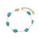 FlyMango Colorful Natural Stone Beads Chain Bracelet for Women Trendy Bohemia Model B24106GTurquoise