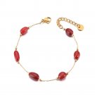 FlyMango Colorful Natural Stone Beads Chain Bracelet for Women Trendy Bohemia Model B24106GCoral