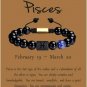 Zodiac Bracelet for Men Women, 8mm 10mm Natural Black Onyx Stone Star Sign Model 16