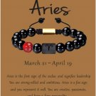 Zodiac Bracelet for Men Women, 8mm 10mm Natural Black Onyx Stone Star Sign Model 15