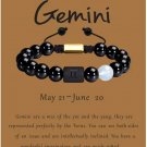 Zodiac Bracelet for Men Women, 8mm 10mm Natural Black Onyx Stone Star Sign Model 14