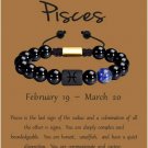 Zodiac Bracelet for Men Women, 8mm 10mm Natural Black Onyx Stone Star Sign Model 13