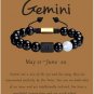 Zodiac Bracelet for Men Women, 8mm 10mm Natural Black Onyx Stone Star Sign Model 13