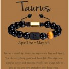 Zodiac Bracelet for Men Women, 8mm 10mm Natural Black Onyx Stone Star Sign Model 11